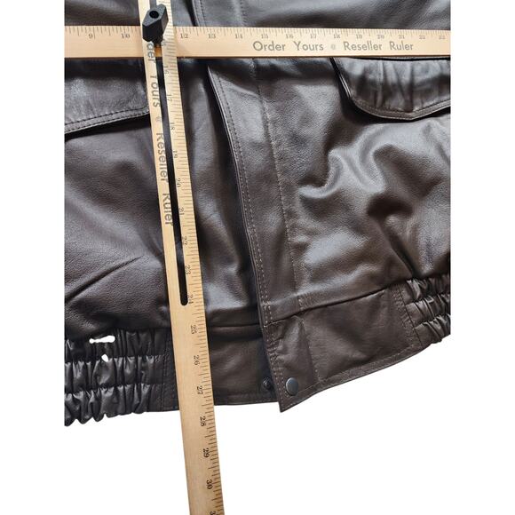 Burks Bay Leather Jacket Mens 2XL NRA Life Member Patch Logo \Bomber Vintage Y2K - Picture 14 of 16